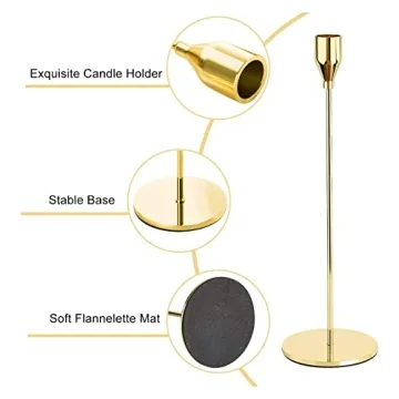 Urban Deco Gold Taper Candle Holders - Pack of 3
