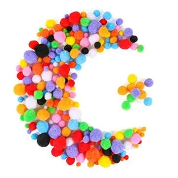 200 Assorted Pom Poms for Creative Craft Projects