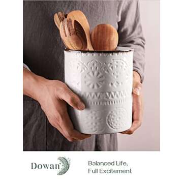 DOWAN Kitchen Utensil Holder - Extra Large Farmhouse Design