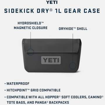 YETI Sidekick Dry 1L Gear Case for Outdoor Enthusiasts - Charcoal