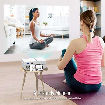 Mini Projector, Vamvo L4200 Portable Video Projector, Full HD 1080P 200” Display Supported; Outdoor Movie Projector 3800 Lux with 50,000 Hrs, Compatible with Fire TV Stick, PS4, HDMI, VGA, AV and USB