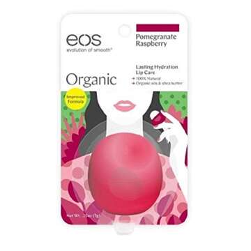 eos Organic Lip Balm Sphere - Pomegranate Raspberry | Natural and Organic | 100% Natural Shea Lip Balm | Deeply Hydrates and Seals in Moisture | 0.25 oz.