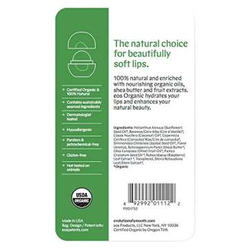 eos Organic Lip Balm Sphere - Pomegranate Raspberry | Natural and Organic | 100% Natural Shea Lip Balm | Deeply Hydrates and Seals in Moisture | 0.25 oz.