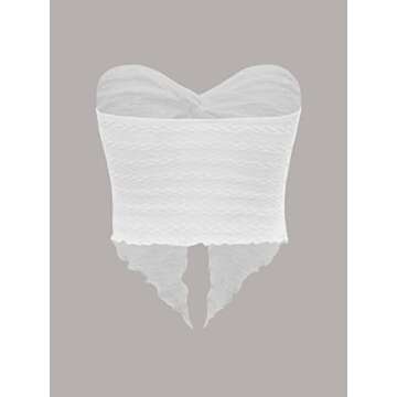 SOLY HUX Women's Y2K Sexy Twist Front Tube Top Strapless Sleeveless Cut-Out Midriff Crop Tops Tank Top Solid White M