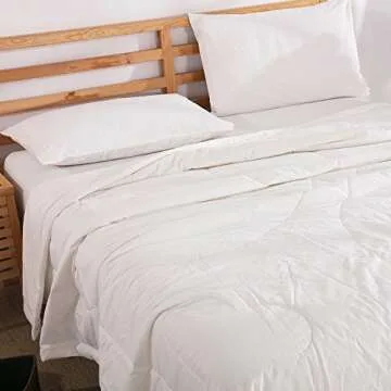 NTCOCO Comforter Set Thin Quilt Summer Lightweight Comforter,100% Washed Cotton,Machine Washable,Soft Comfy Breathable Can Sleep Naked (White, King)