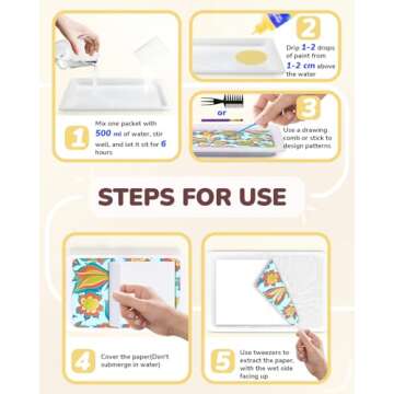 JUPITEARTH 60Pcs Water Marbling Paint Kit, Arts and Crafts for Girls & Boys, Art Supplies for Kids Ages 3-5 4-8 8-12, Marbling Paint for DIY Crafts, Christmas and Birthday Gifts