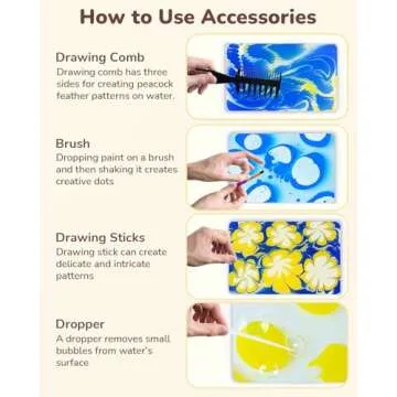 JUPITEARTH 60Pcs Water Marbling Paint Kit, Arts and Crafts for Girls & Boys, Art Supplies for Kids Ages 3-5 4-8 8-12, Marbling Paint for DIY Crafts, Christmas and Birthday Gifts