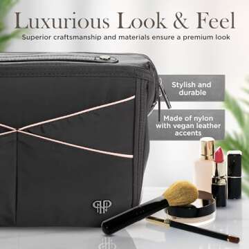 Littbag Handbag Organizer with Patented LED & Auto 60-sec Shutoff - Featured in Oprah's Favorite Things – Purse Organizer with 12 Compartments, Clear Pockets, Zippered Privacy Pocket & More (Blush)