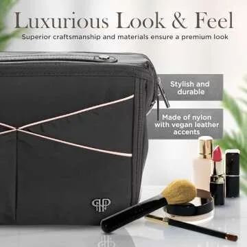 Littbag Handbag Organizer with Patented LED & Auto 60-sec Shutoff - Featured in Oprah's Favorite Things – Purse Organizer with 12 Compartments, Clear Pockets, Zippered Privacy Pocket & More (Blush)