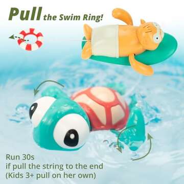 DUCKBOXX XX Wind-up Bath Toys Bundle (3 Pack) : Swimming Sea Turtle (Blue) & Beach Buddy (Pull-String 2pcs) for Kids