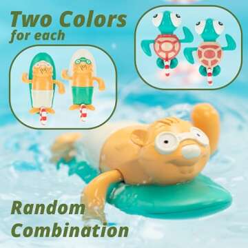 DUCKBOXX XX Wind-up Bath Toys Bundle (3 Pack) : Swimming Sea Turtle (Blue) & Beach Buddy (Pull-String 2pcs) for Kids