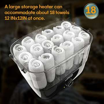 Towel Steamer-Hot Towel Warmer 600 W Tabletop Moist Towel Heater, Holds up to 18 Towels,30 Minute Auto Shut Timer,Professional Salon Equipment Towel Warmer for Facials,Spa,Barbers,Massage (Black)