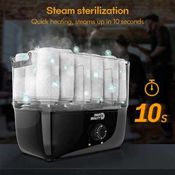 Towel Steamer-Hot Towel Warmer 600 W Tabletop Moist Towel Heater, Holds up to 18 Towels,30 Minute Auto Shut Timer,Professional Salon Equipment Towel Warmer for Facials,Spa,Barbers,Massage (Black)