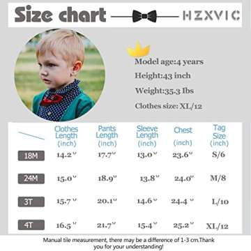 HZXVic Toddler Boy Gentleman Outfits Suit,Baby Tuxedo Dress Shirt with Bowtie + Pants Clothes Sets (Green, 18M)