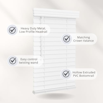 Lotus Faux Wood Cordless Blinds 31" x 72" Bright White