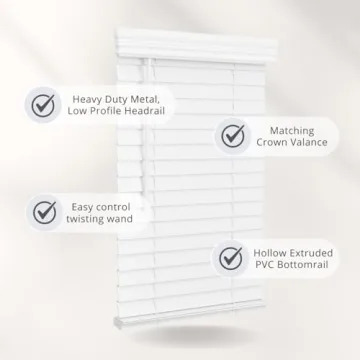 Lotus Faux Wood Cordless Blinds 31" x 72" Bright White