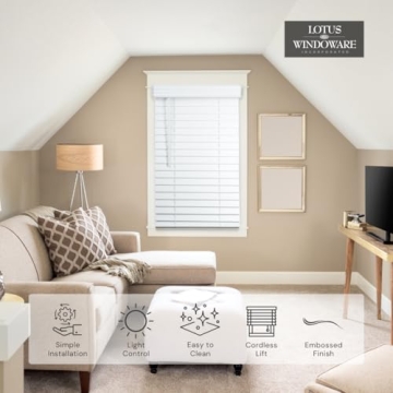 Lotus Faux Wood Cordless Blinds 31" x 72" Bright White