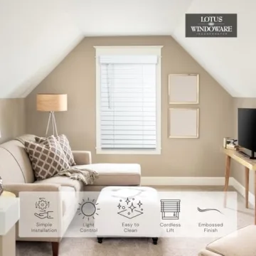 Lotus Faux Wood Cordless Blinds 31" x 72" Bright White