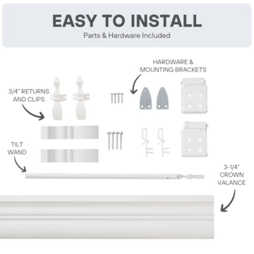 Lotus Faux Wood Cordless Blinds 31" x 72" Bright White
