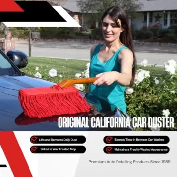 California Car Duster with Wooden Handle for Easy Cleaning