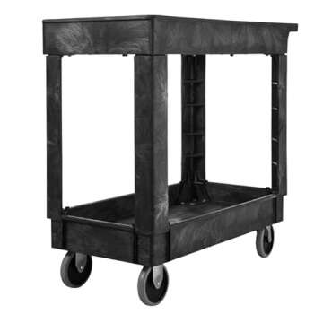Rubbermaid Commercial Products 2-Shelf Utility Cart with 300-Pound Capacity for Heavy Loads