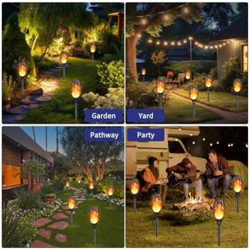 KYEKIO Solar Torch Lights Outdoor Flickering Flame, 12Pack Solar Lights Outdoor, Garden Lights Solar...