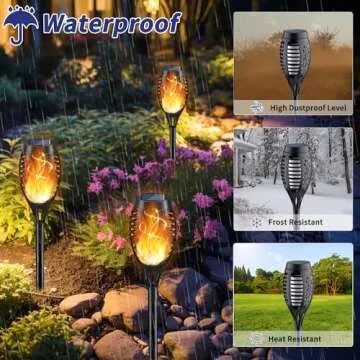 KYEKIO Solar Torch Lights Outdoor Flickering Flame, 12Pack Solar Lights Outdoor, Garden Lights Solar Powered Waterproof, Outdoor Solar Lights for Yard, Solar Tiki Torches for Outside Patio Decorations