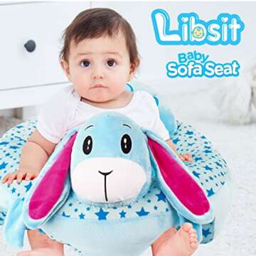 Libsit Baby-Sofa-Chair-Floor-Seat Baby-sit-me-up-Floor-seat Baby Learn Sitting Support Seats for Babies Pillow Bouncers Portable Bouncy Plush Cute Seat Cushion for 4-16 Months Toddler (Brabbit)