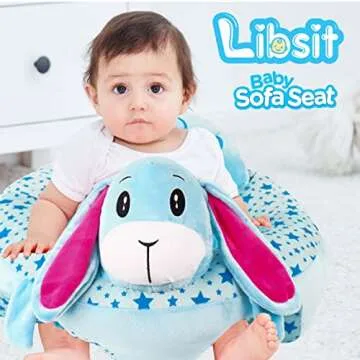 Libsit Baby-Sofa-Chair-Floor-Seat Baby-sit-me-up-Floor-seat Baby Learn Sitting Support Seats for Babies Pillow Bouncers Portable Bouncy Plush Cute Seat Cushion for 4-16 Months Toddler (Brabbit)