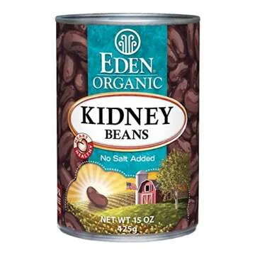 Eden Organic Red Kidney Beans, 15 oz Can, No Salt Added, Non-GMO, U.S. Grown, Heat and Serve, Macrobiotic, Red Beans (12-Pack)