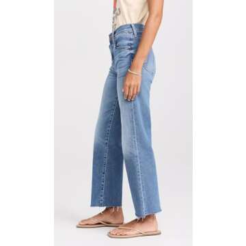 MOTHER Women's Mid Rise Rambler Ankle Fray Jeans