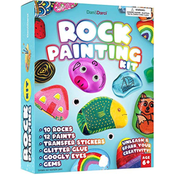Dan&Darci Rock Painting Kit for Kids - Creative Arts & Crafts Set for Ages 6-12