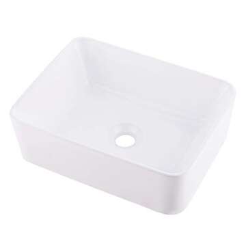 Rectangle Bathroom Sink - VASOYO 16"x12" Bathroom Sink Above Counter White Vessel Sink Rectangle Ceramic Bathroom Vessel Vanity Sink Art Basin