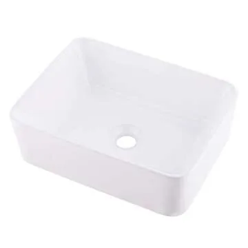 Rectangle Bathroom Sink - VASOYO 16"x12" Bathroom Sink Above Counter White Vessel Sink Rectangle Ceramic Bathroom Vessel Vanity Sink Art Basin