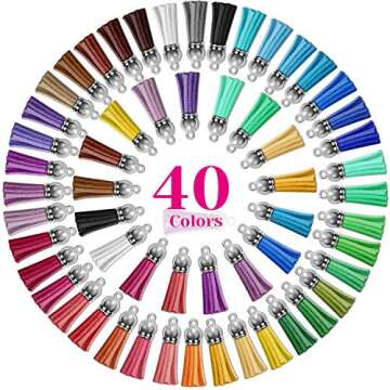 Cridoz 200pcs Leather Keychain Tassels Bulk for Crafts, Acrylic Blanks, Charms, Earrings, Bracelets and Jewelry Making (40 Colors)