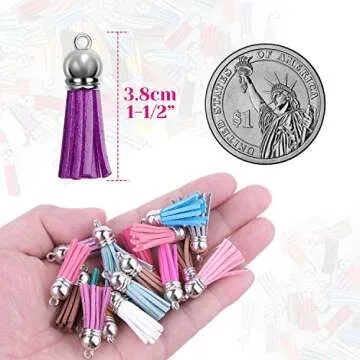 Cridoz 200pcs Leather Keychain Tassels Bulk for Crafts, Acrylic Blanks, Charms, Earrings, Bracelets and Jewelry Making (40 Colors)
