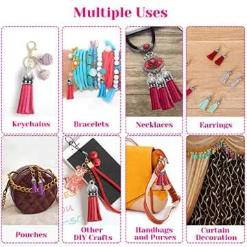 Cridoz 200pcs Leather Keychain Tassels Bulk for Crafts, Acrylic Blanks, Charms, Earrings, Bracelets and Jewelry Making (40 Colors)