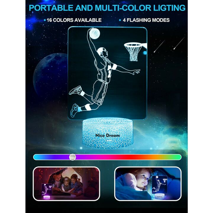 3D Basketball Player Dunk Night Light for Kids