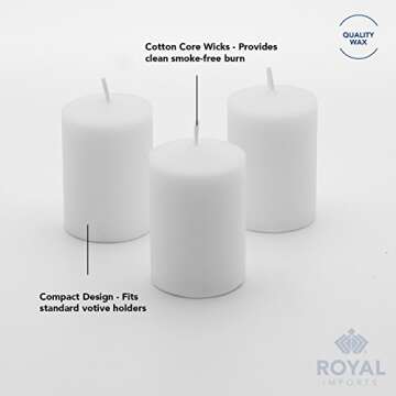 Royal Imports Votive Candle, Unscented White Wax, Box of 36, for Wedding, Birthday, Holiday & Home Decoration (15 Hour) by Royal Imports