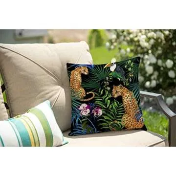 Solekla Animal Print Leopard Pillow Cover Cotton Linen Tropical Safari Decorative Pillow Covers Cushion Cover Home Decor Pillowcase for 18x18 Inch