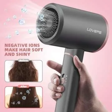 LOVEPS 1800W Ionic Blow Dryer - Perfect Travel Buddy for Hair
