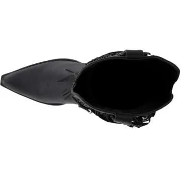 ROPER Womens Oakley Studded Pointed Toe Casual Boots Mid Calf Low Heel 1-2" - Black - Size 7.5 B