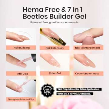 Beetles Builder Gel 7 in 1 Strengthener Gel Nail Polish Nude Color Hard Gel Jelly Beige for Nail Ape...