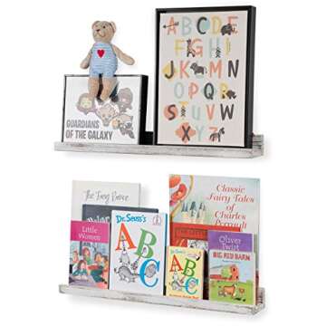 Rustic State Ted 24" Wall Mount Picture Ledge Photo Frame Display - Wooden Floating Shelves for Livi...