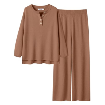 ANRABESS Women 2 Piece Outfits Oversized Loose Waffle Knit Sweater Set 2024 Fall Trendy Matching Lou...