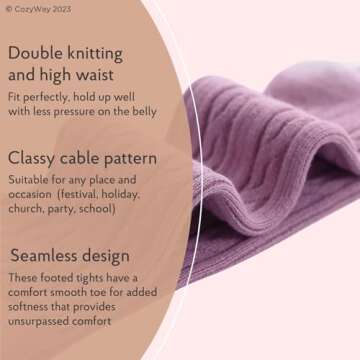 CozyWay Cable Knit Cotton Leggings/Tights for Baby Girls, 1 Pack, White, 0-6 Months Old