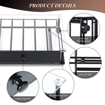 GOODBUY Coffee Pod Holder, Tempered Glass Top K Cup Holder Black Finished Coffee Pod Storage Kitchen Counter Organizer Drawer Holder Compatible with 36 K Cup Pods