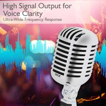 Pyle Classic Retro Dynamic Vocal Microphone - Old Vintage Style Unidirectional Cardioid Mic with XLR Cable - Universal Stand Compatible - Live Performance In Studio Recording - PDMICR42SL (Silver)