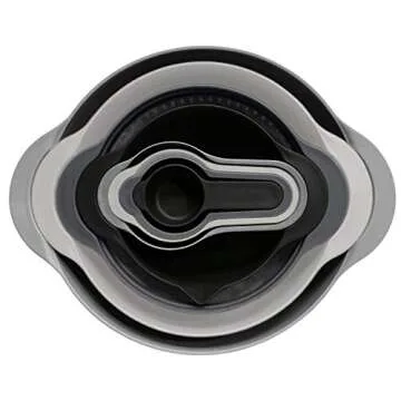 edge Mixing Bowls and Measuring Cup Nesting Set, 8 Pieces, 2 Mixing Bowls 4 Measuring Cups 1 Colander and 1 Sifter, Charcoal