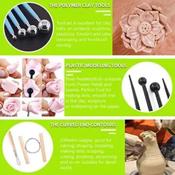 Keadic 22Pcs Ceramic Clay Sculpting Tools Set, Ball Stylus Dotting Tools Polymer Modeling Clay Sculpting Tools Set Rock Painting Kit for Beginners and Professional Art Crafts